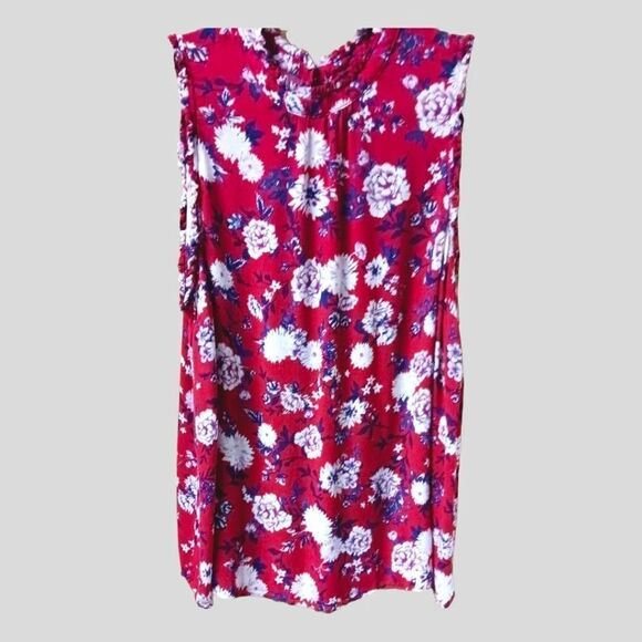 TORRID New Plus Size Pink Floral Mock Neck Ruffle Tank Top 4X - Picture 3 of 16